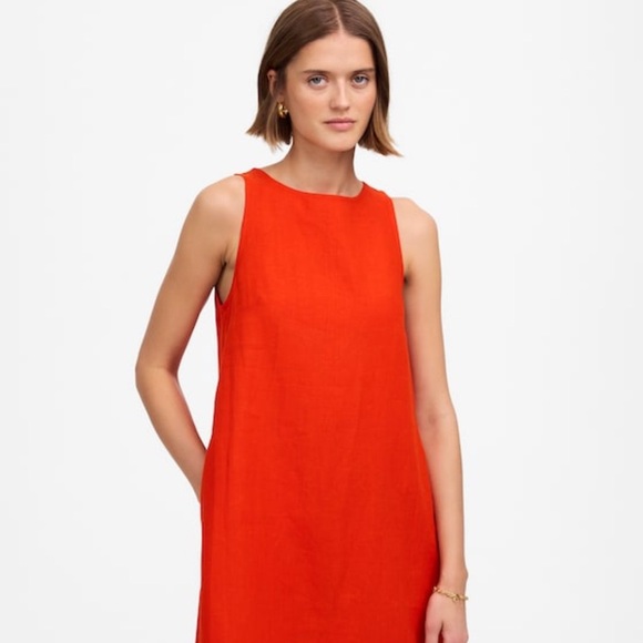 nwt madewell mini shift Sleeveless Red Dress linen bright flame small - Picture 7 of 13